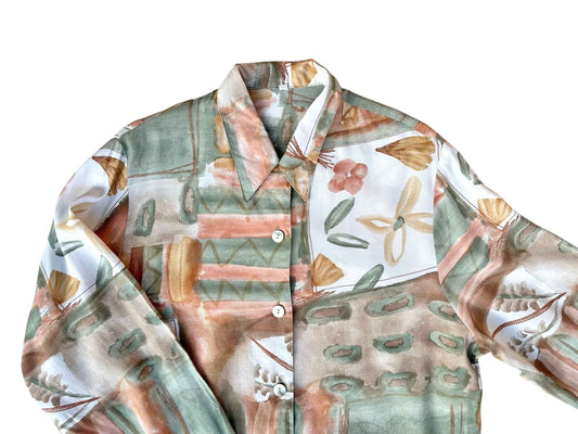 Camicia vintage a fantasia acquerello– abbigliamento vintage - vestiti vintage