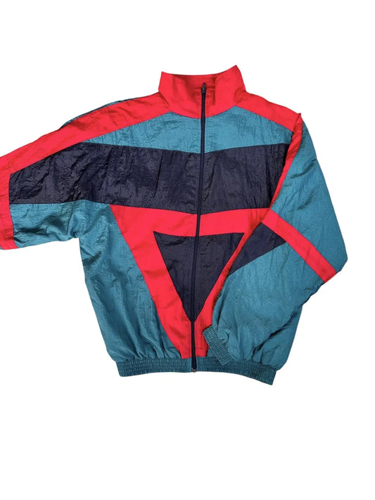 Sun Life - giacca tuta vintage anni ’90 verde e rossa taglia M/L