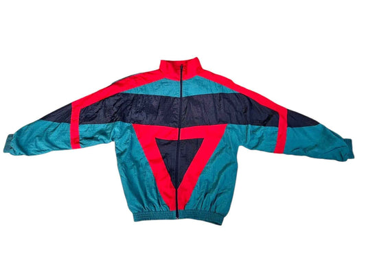 Sun Life - giacca tuta vintage anni ’90 verde e rossa taglia M/L– abbigliamento vintage - vestiti vintage