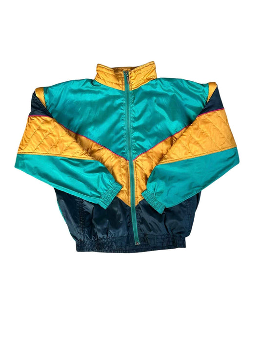 Twist - giacchetto tuta unisex vintage anni ’90 giallo/verde con maniche removibili taglia S/M– abbigliamento vintage - vestiti vintage