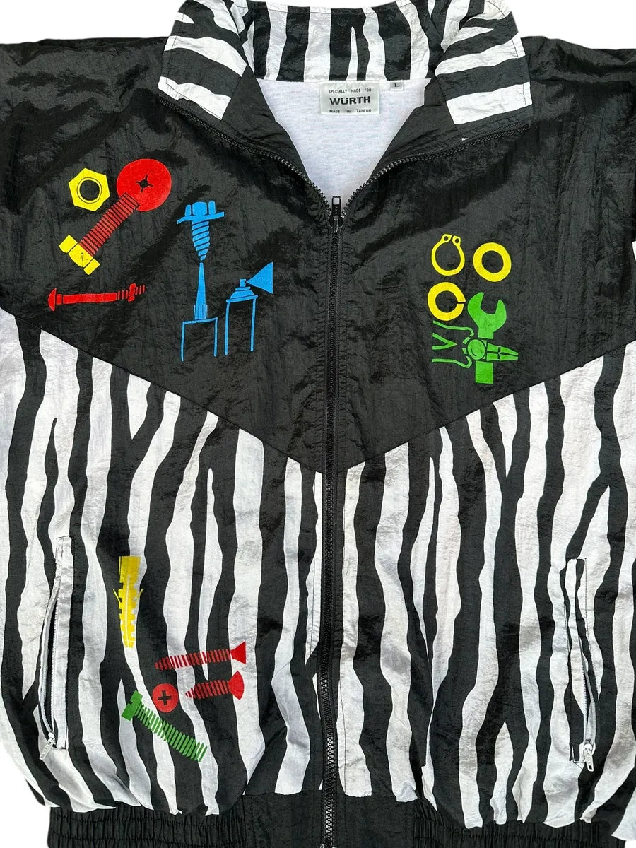 Wurth - giacchetto tuta vintage anni ’90 bianco/nero taglia L