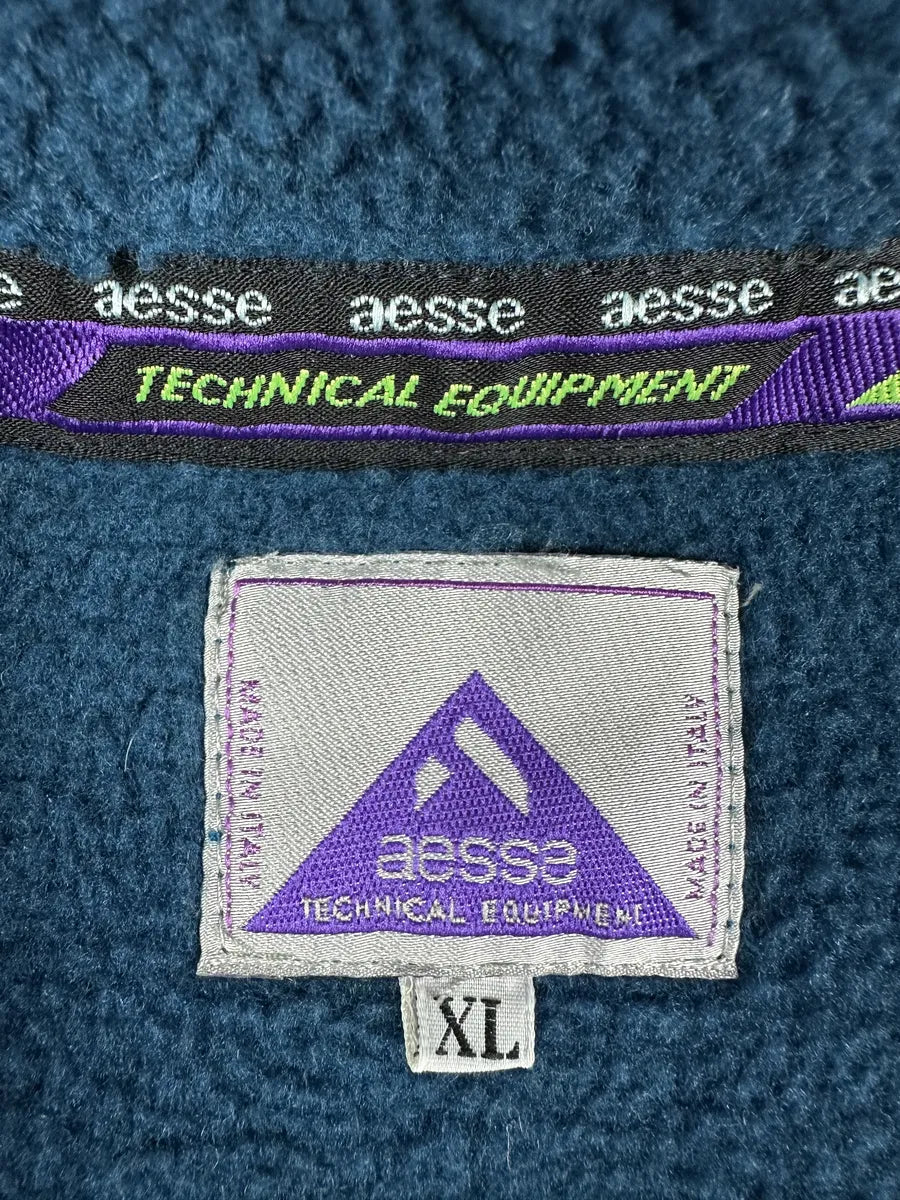 Pile vintage blu firmato Aesse con inserti geometrici bianchi