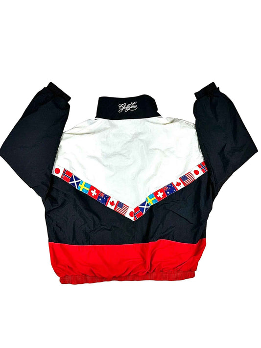 Giacca di tuta anni '80 vintage Goldline con bandiere