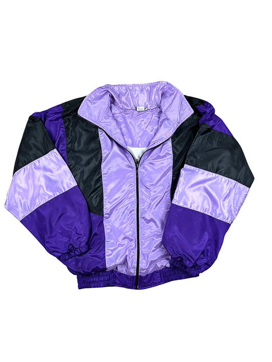 Giacca di tuta vintage color block viola