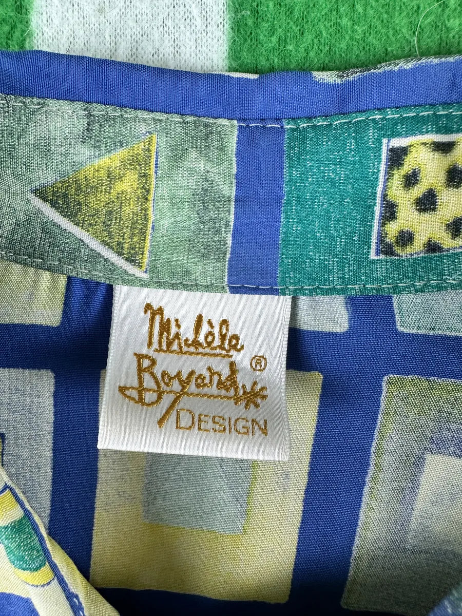 Camicia donna vintage Michèle Boyard a fantasia geometrica