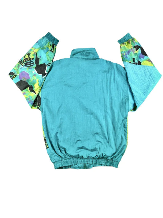 Giacca di tuta vintage color block e stampa astratta - Turchese e Verde