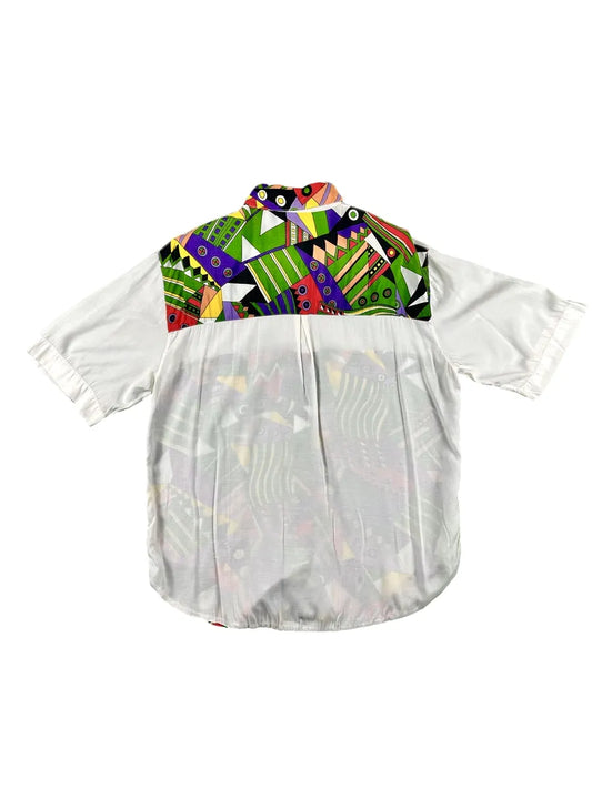 Camicia vintage da donna color-block con grafica astratta e spalline