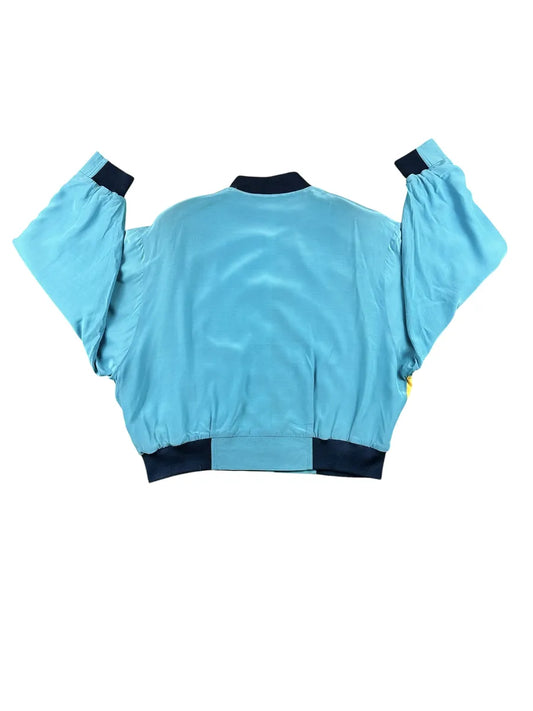 Giacca college vintage da donna Nana B in viscosa color-block con spalline