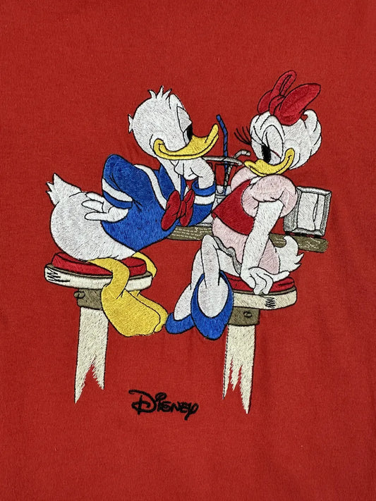 T-shirt Vintage Disney con Ricamo Paperino e Paperina