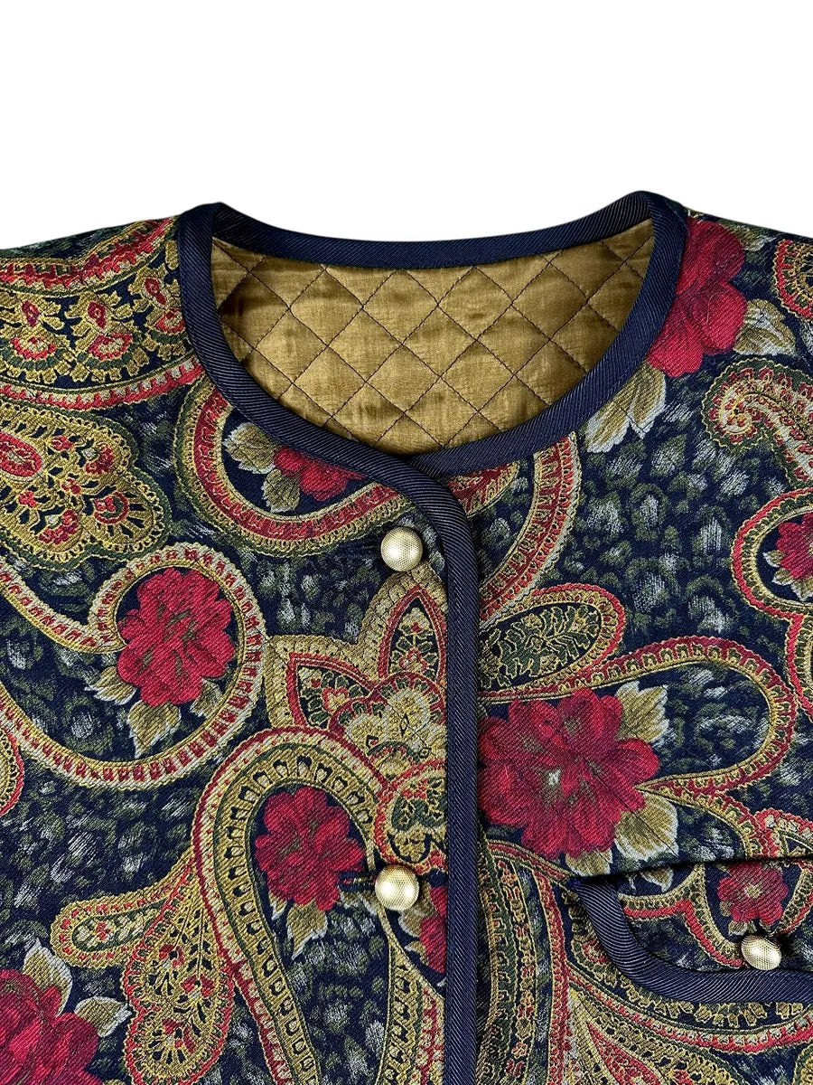Giacca vintage da donna invernale con motivo cachemire