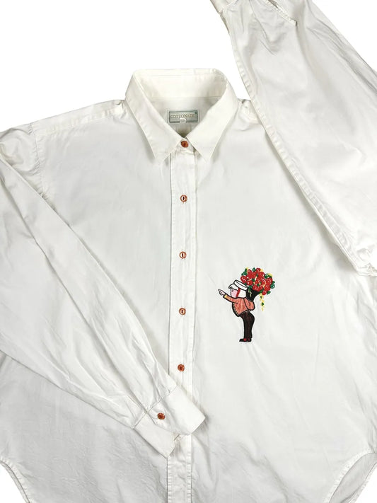 Camicia da donna vintage in cotone con ricamo