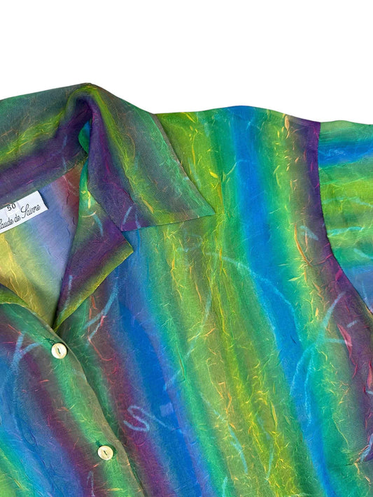 Camicia da donna con fantasia a righe– abbigliamento vintage - vestiti vintage