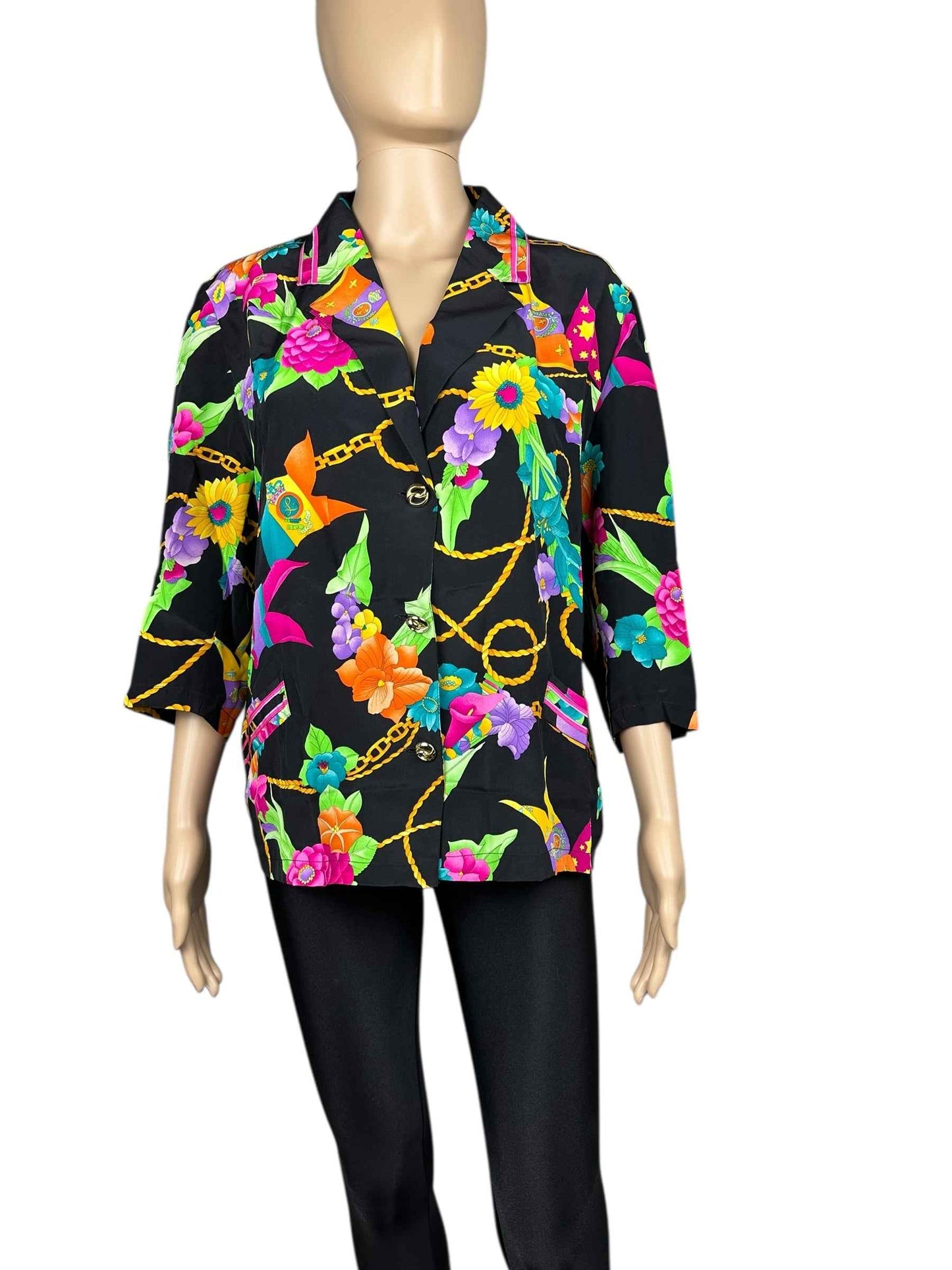 Camicia da donna nera a fantasia
