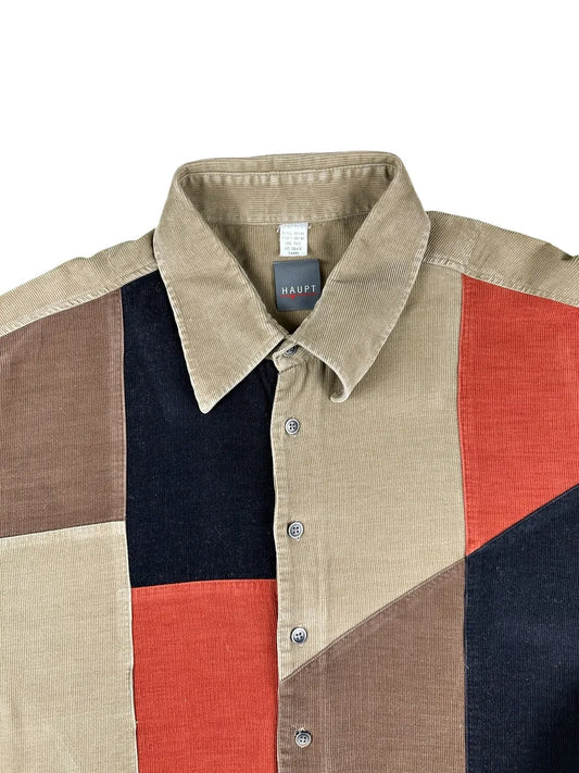 Camicia vintage a fantasia da uomo in velluto a coste