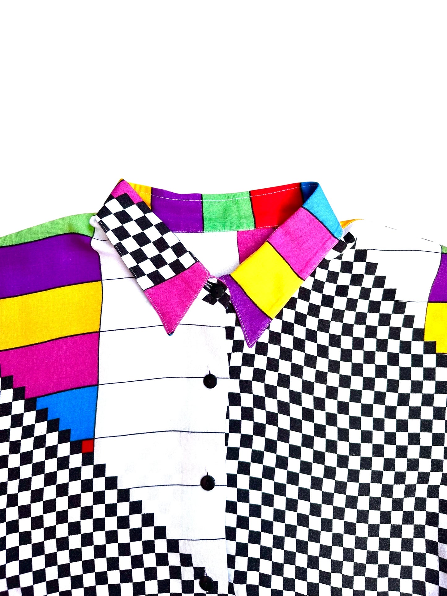 Dettaglio camicia crop vintage a quadretti - spalle 44cm lunghezza 43cm