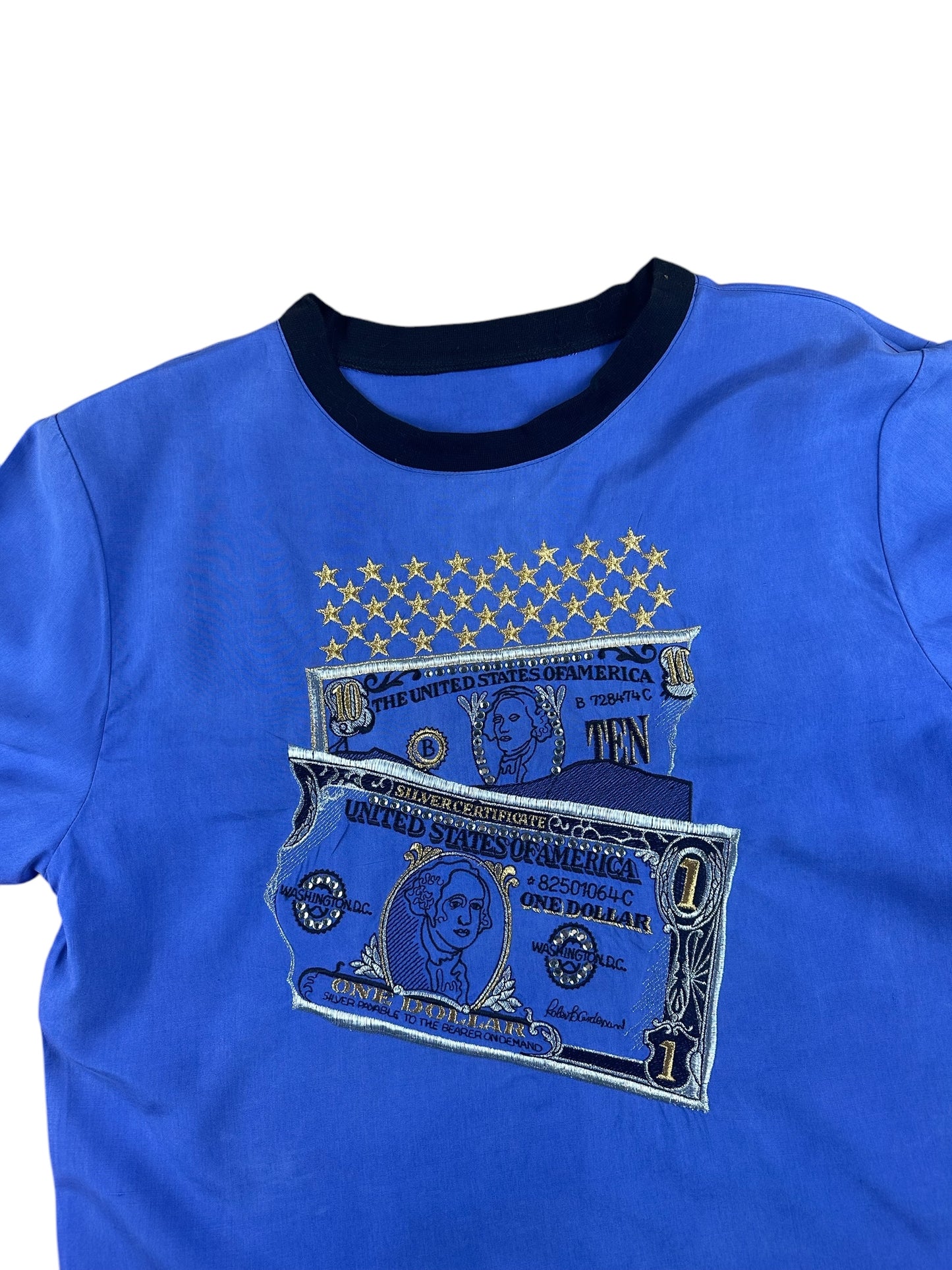 Women's silk T-shirt with embroidery