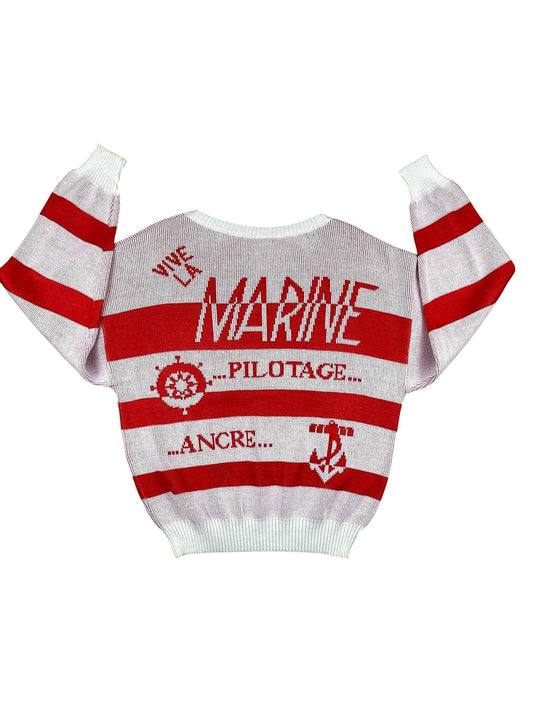 Maglioncino vintage da donna a righe rosse e bianche - Yup Vintage