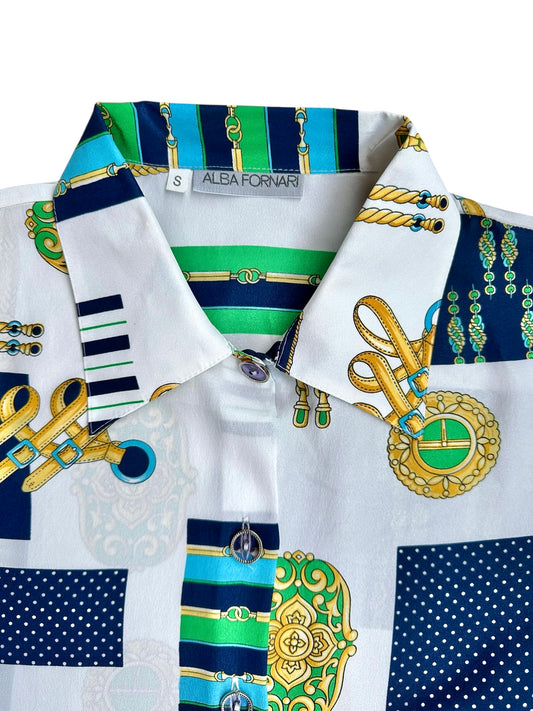 Camicia da donna a fantasia– abbigliamento vintage - vestiti vintage