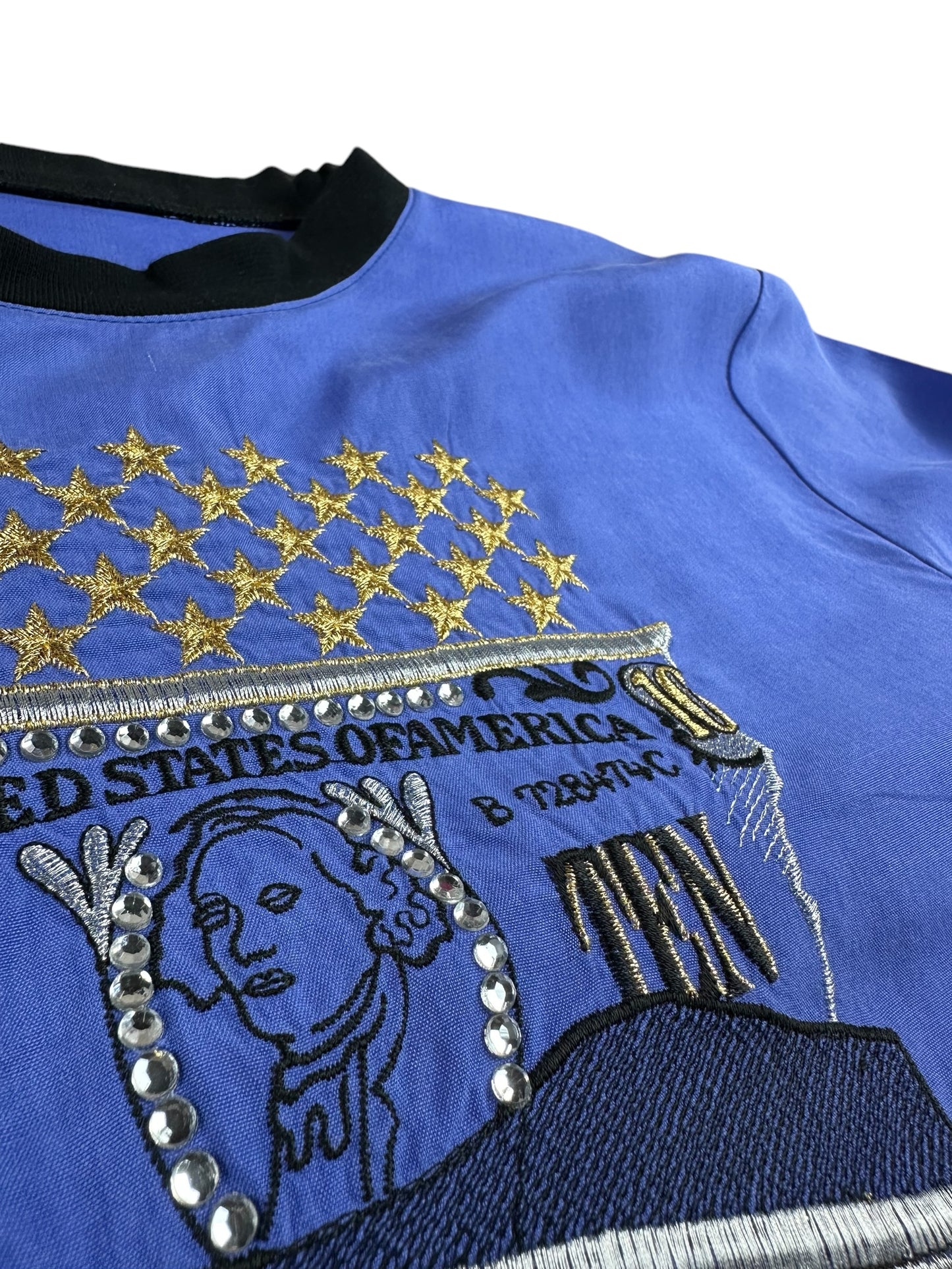 Women's silk T-shirt with embroidery