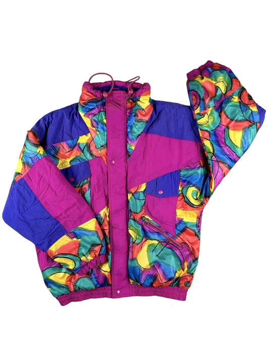 Giubbotto vintage donna a fantasia arcobaleno