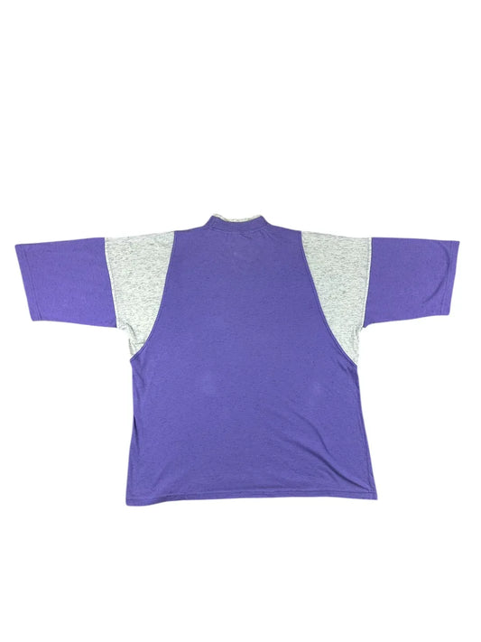 Maglietta vintage da baseball viola e grigio mèlange con stampa frontale