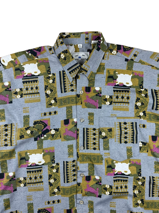 Camicia da uomo a maniche lunghe a fantasia– abbigliamento vintage - vestiti vintage