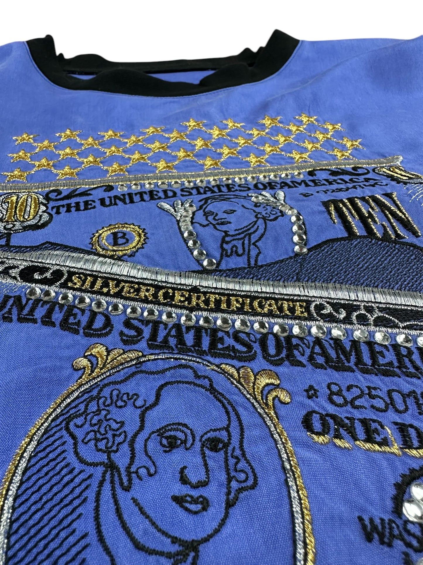 Women's silk T-shirt with embroidery