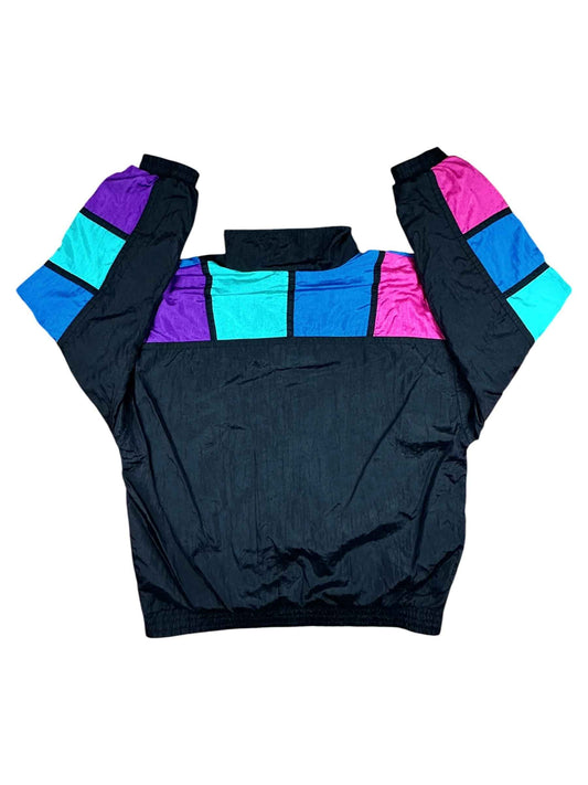 Giacchetto tuta vintage anni ’90 nero con riquadri colorati