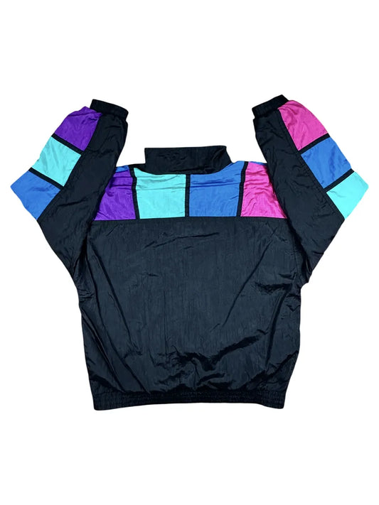 Giacchetto tuta vintage anni ’90 nero con riquadri colorati