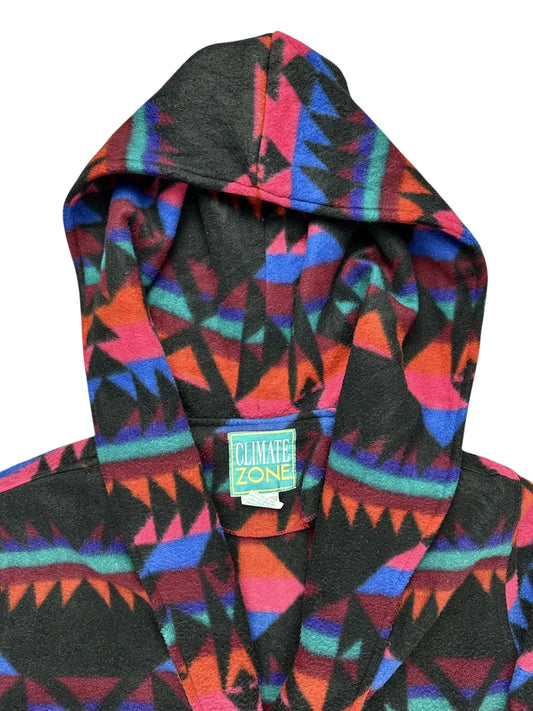 Pile vintage da donna a fantasia geometrica con cappuccio