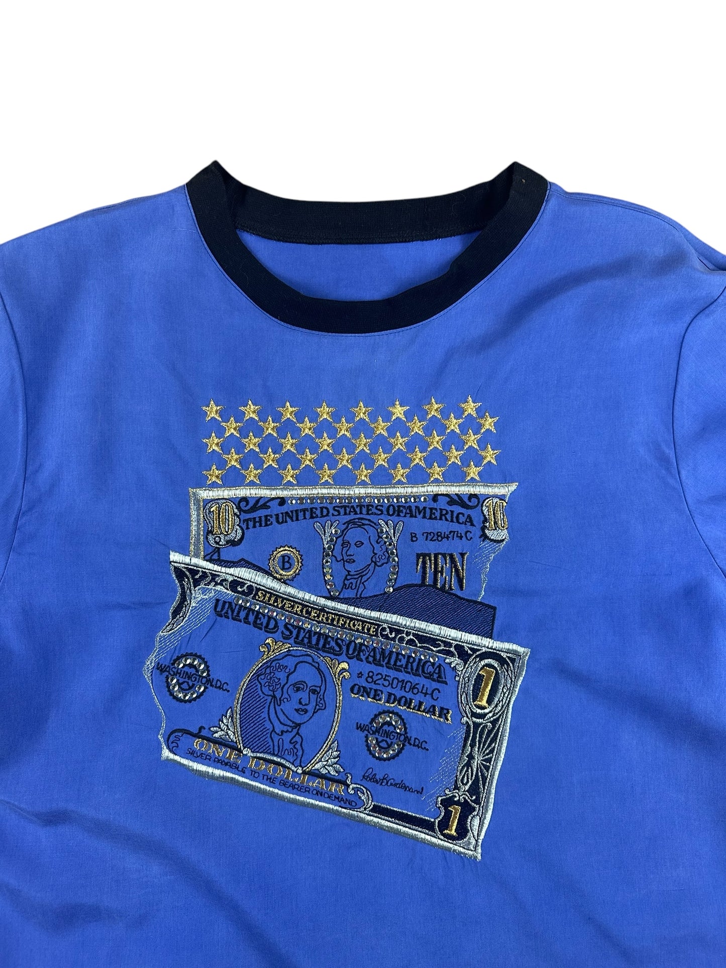 Women's silk T-shirt with embroidery