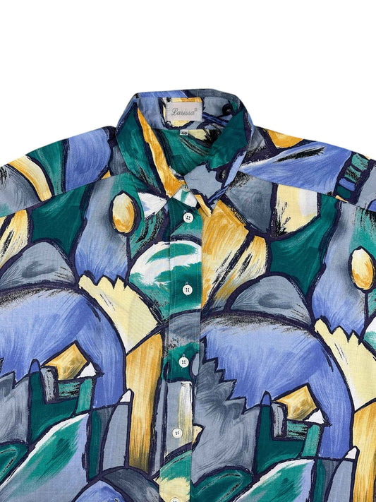 Camicia donna vintage a fantasia– abbigliamento vintage - vestiti vintage