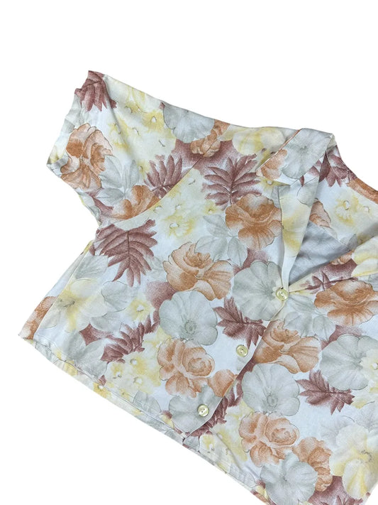 Camicia vintage crop da donna a fantasia floreale