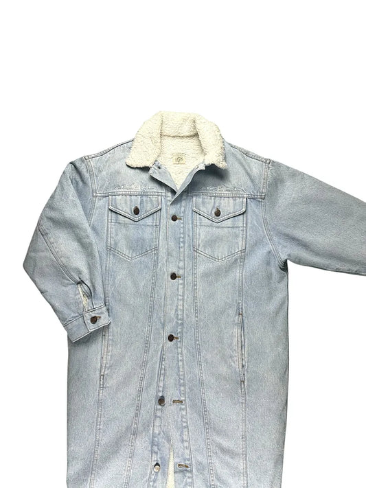 Cappotto vintage lungo di jeans da donna Benetton