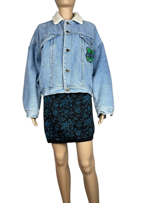 Minigonna vintage nera a fantasia floreale