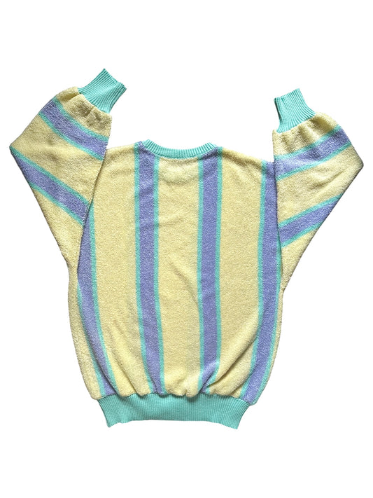 Maglioncino vintage da donna giallo crema a righe