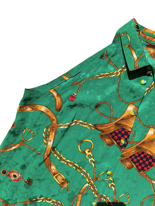 Camicia smanicata da donna a fantasia– abbigliamento vintage - vestiti vintage