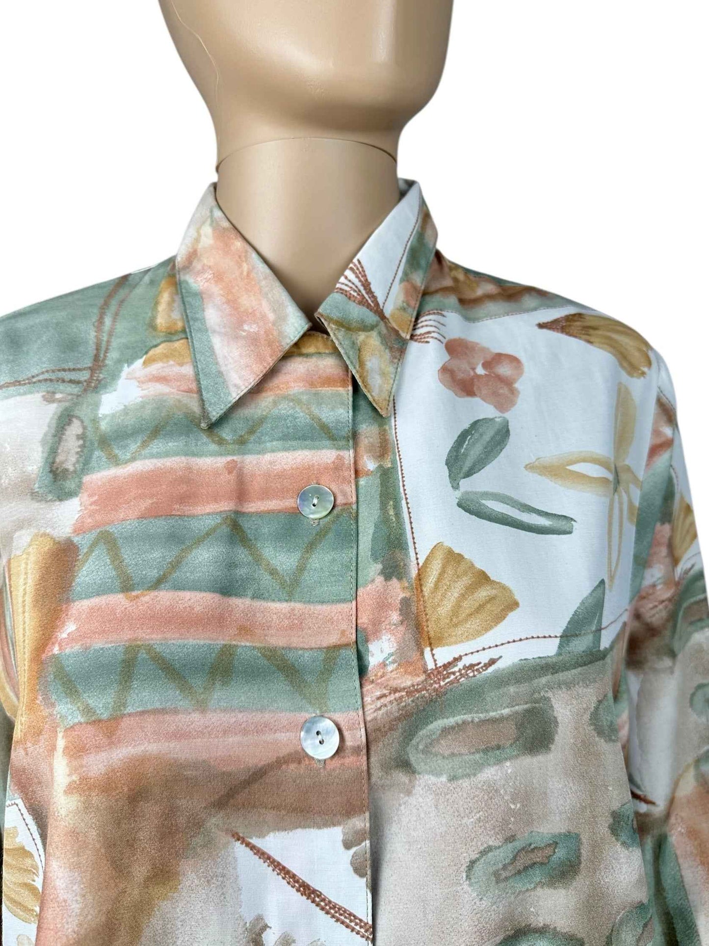 Camicia vintage a fantasia acquerello– abbigliamento vintage - vestiti vintage