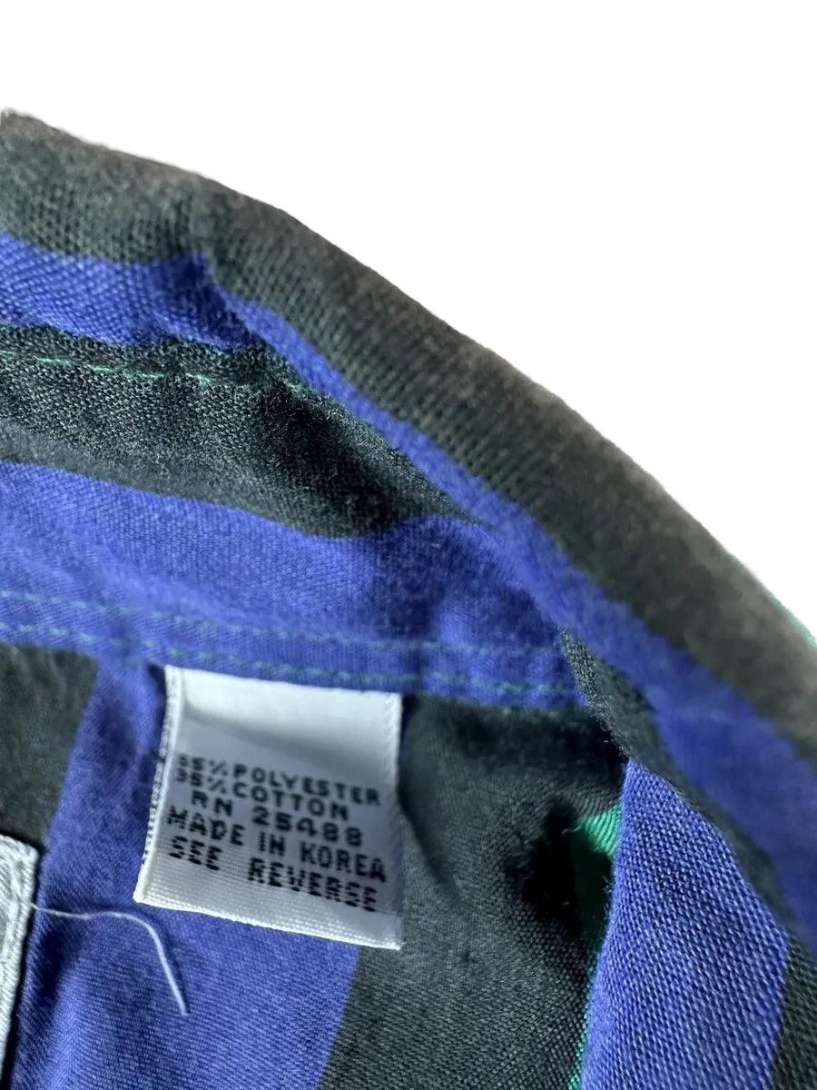 Camicia texana vintage a righe verdi e blu