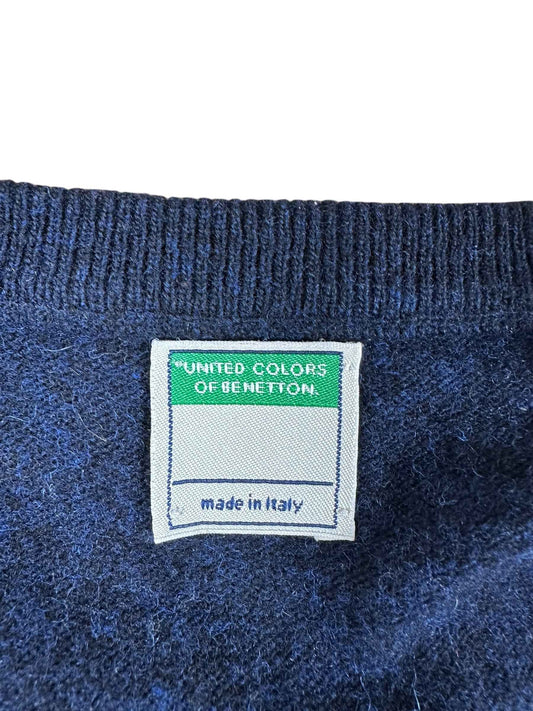 Gilet Benetton con fantasia a rombi– abbigliamento vintage - vestiti vintage