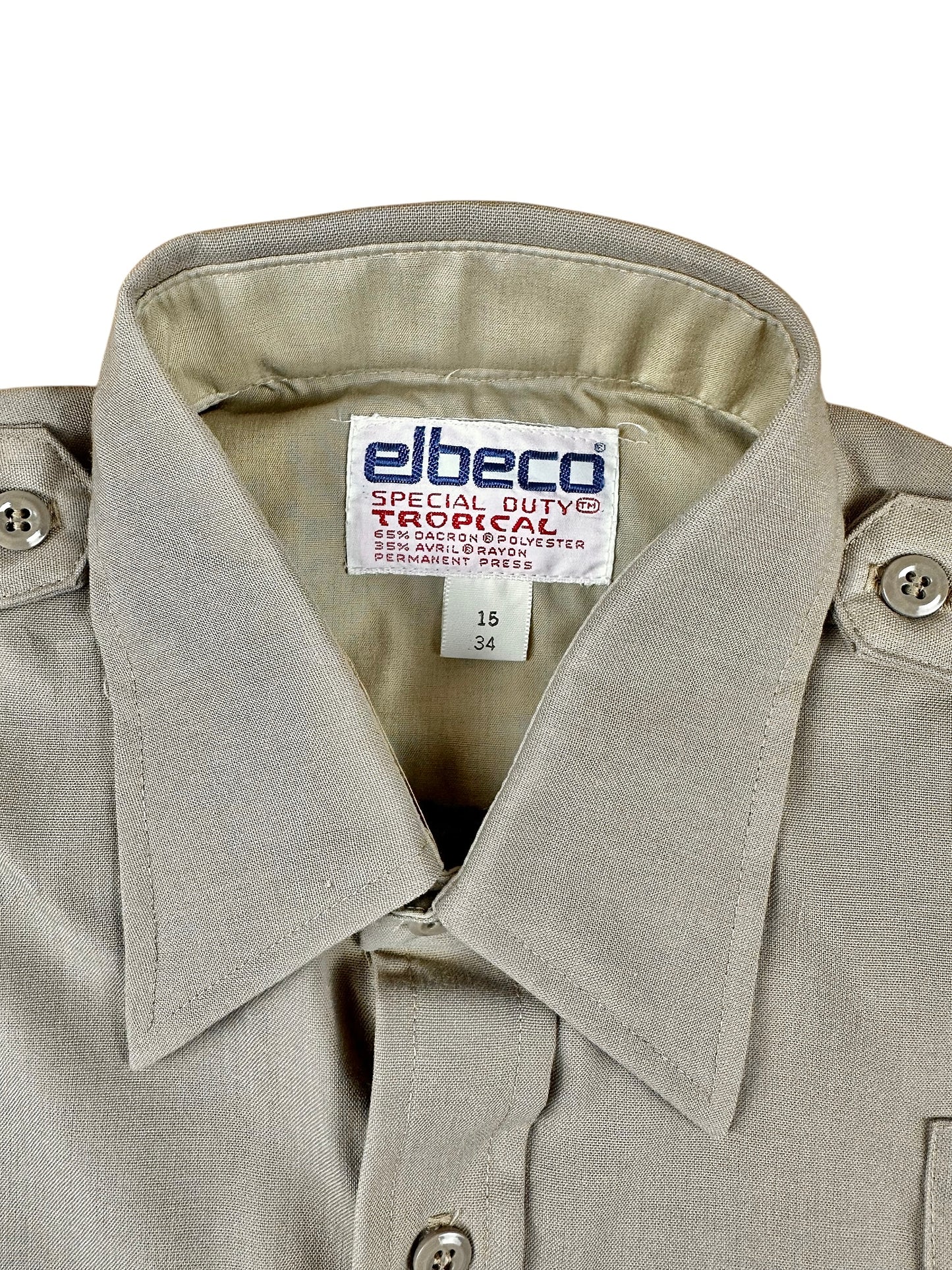 Dettaglio ravvicinato etichetta Elbeco camicia americana vintage