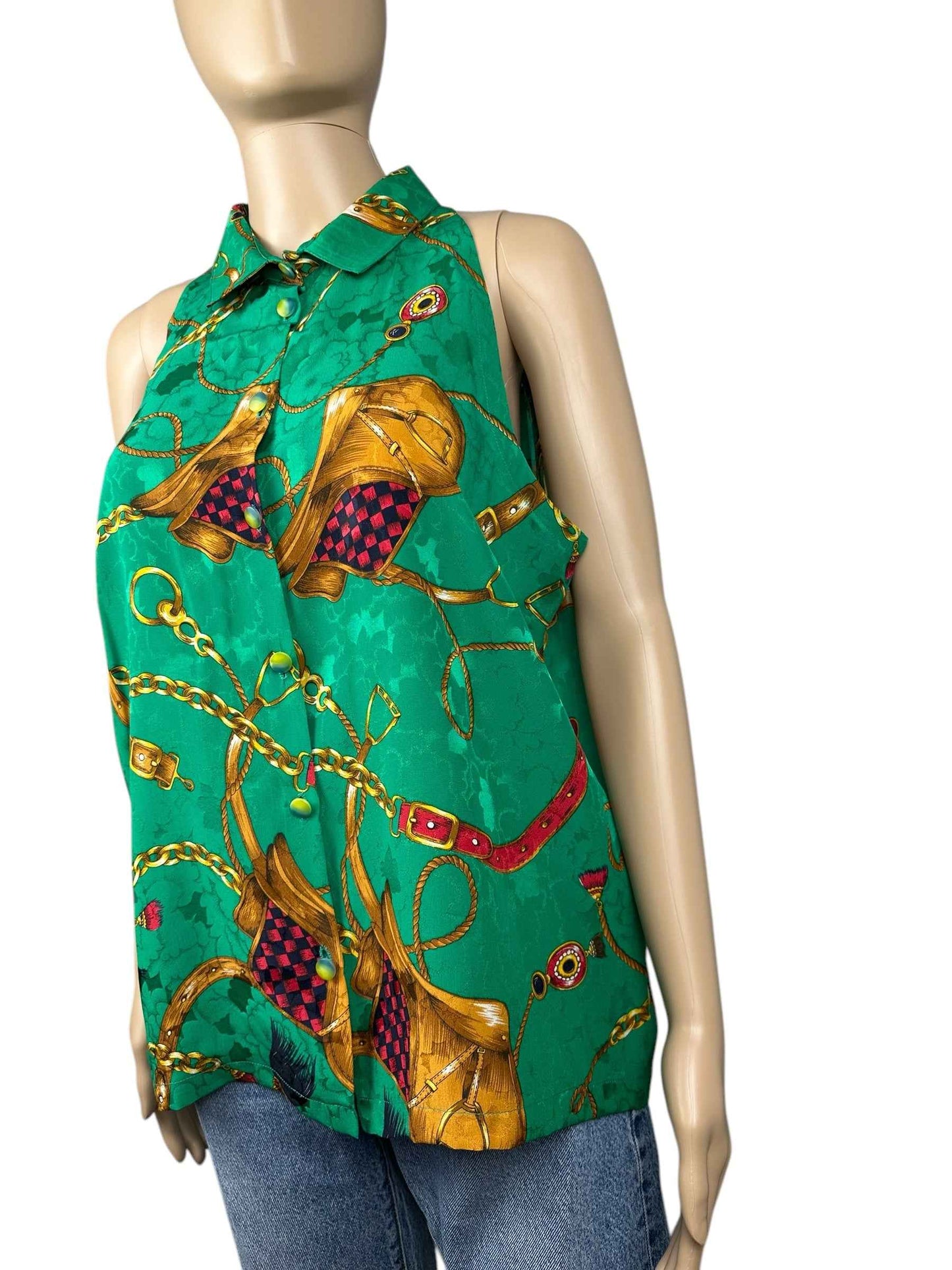 Camicia smanicata da donna a fantasia