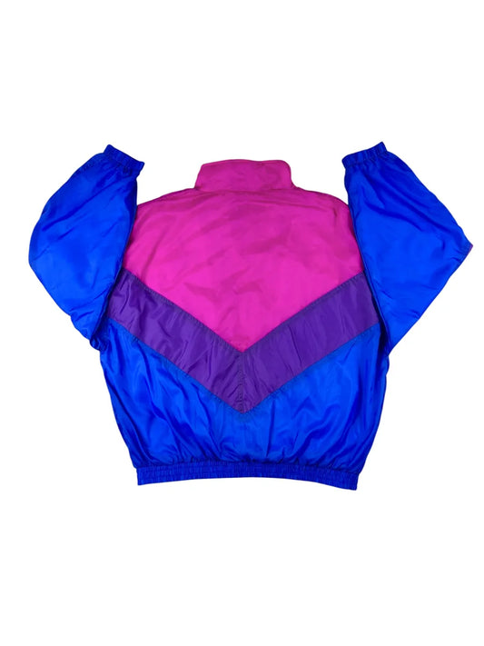 Giacchetto di tuta vintage anni '80 con zip frontale multicolore