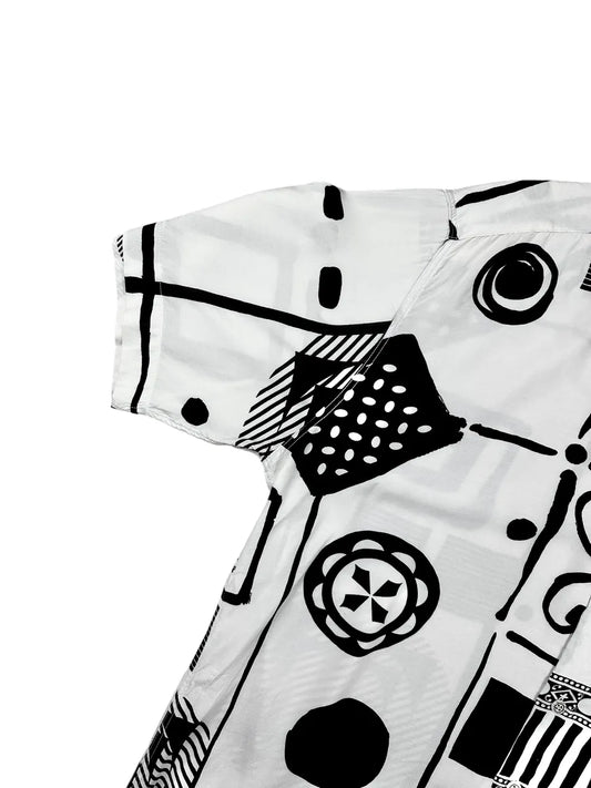 Camicia vintage da uomo a maniche corte a fantasia