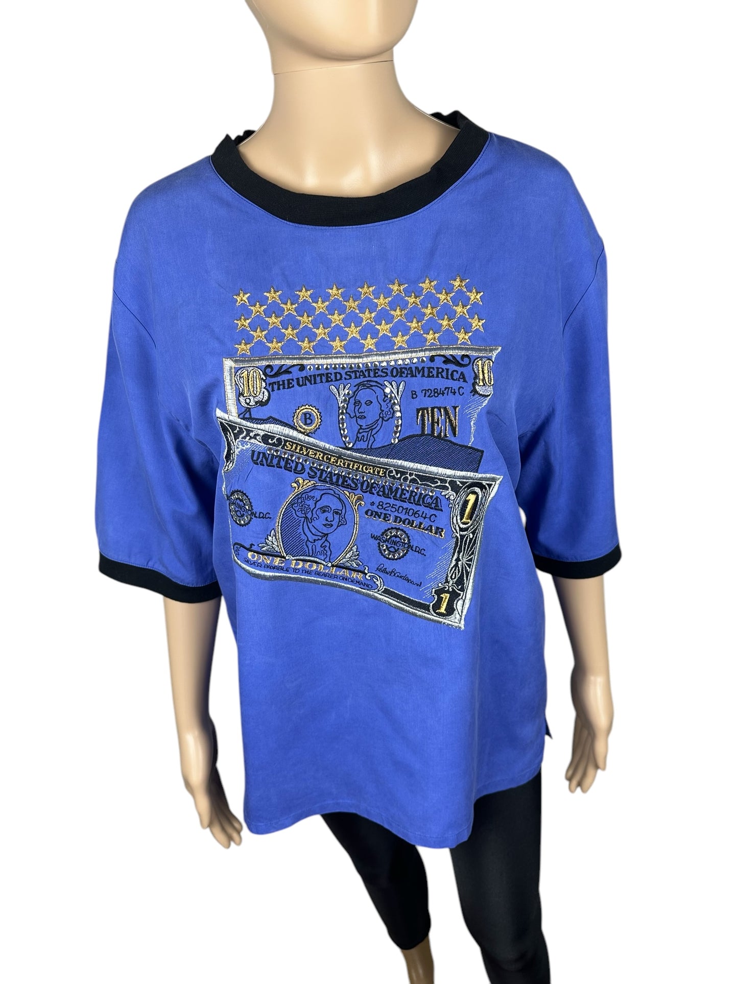 Women's silk T-shirt with embroidery