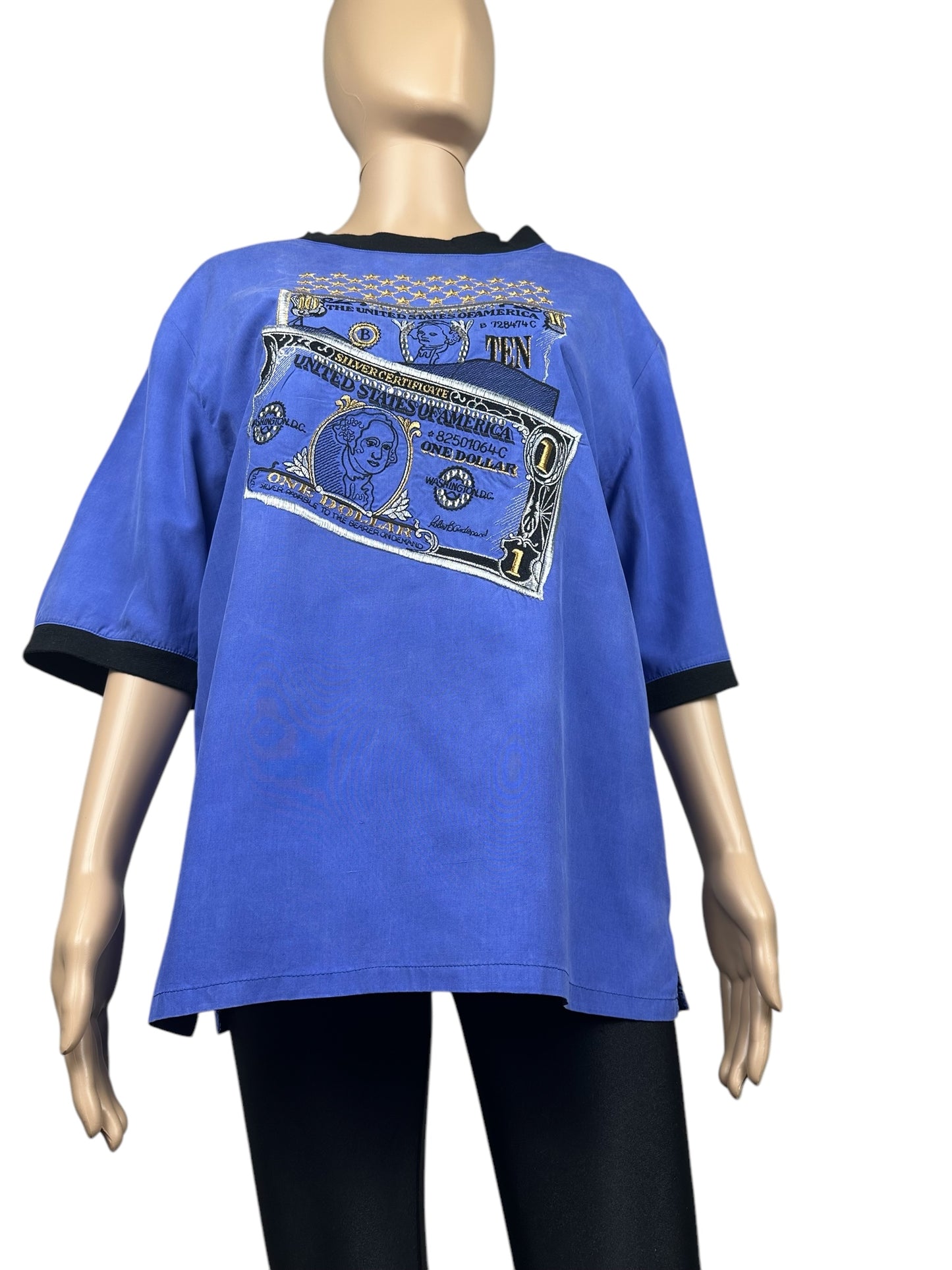 Women's silk T-shirt with embroidery