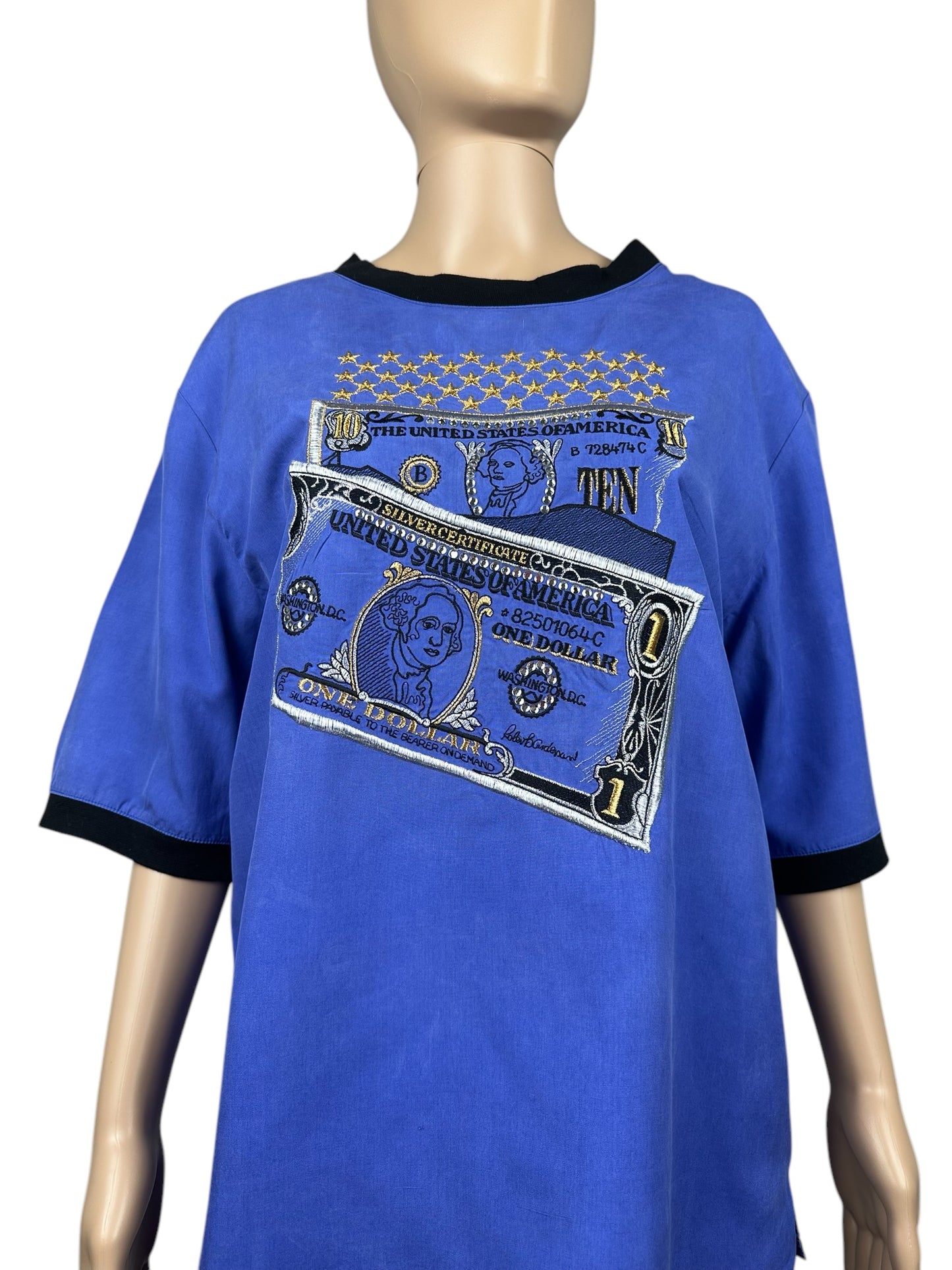 Women's silk T-shirt with embroidery