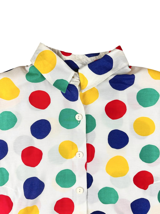 Camicia vintage da donna a pois colorati con spalline - Yup Vintage
