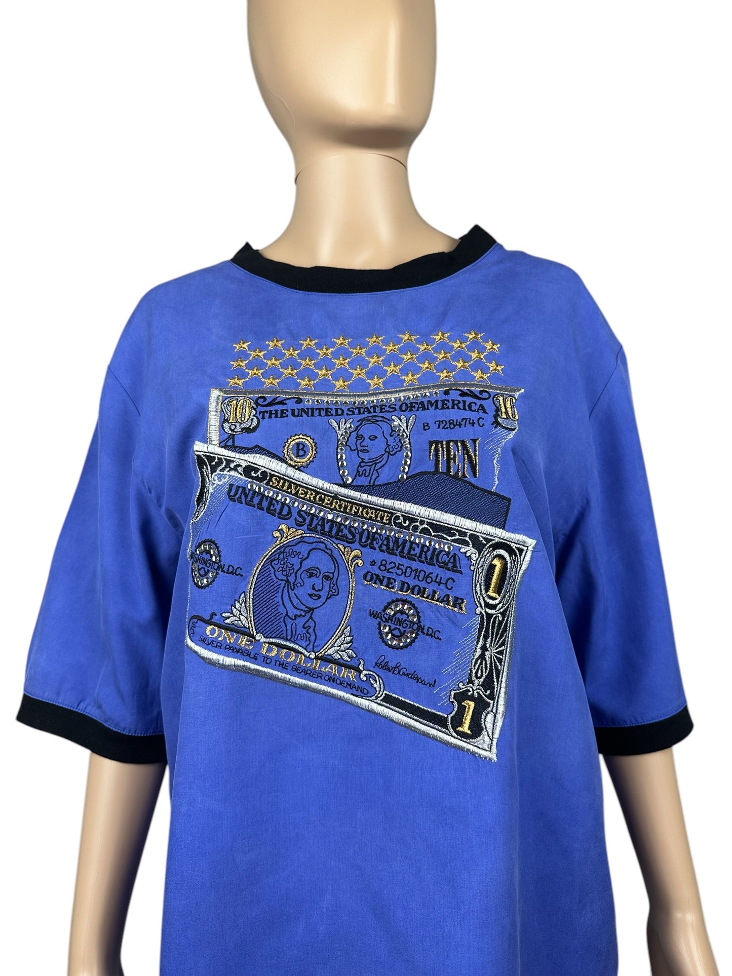 Women's silk T-shirt with embroidery