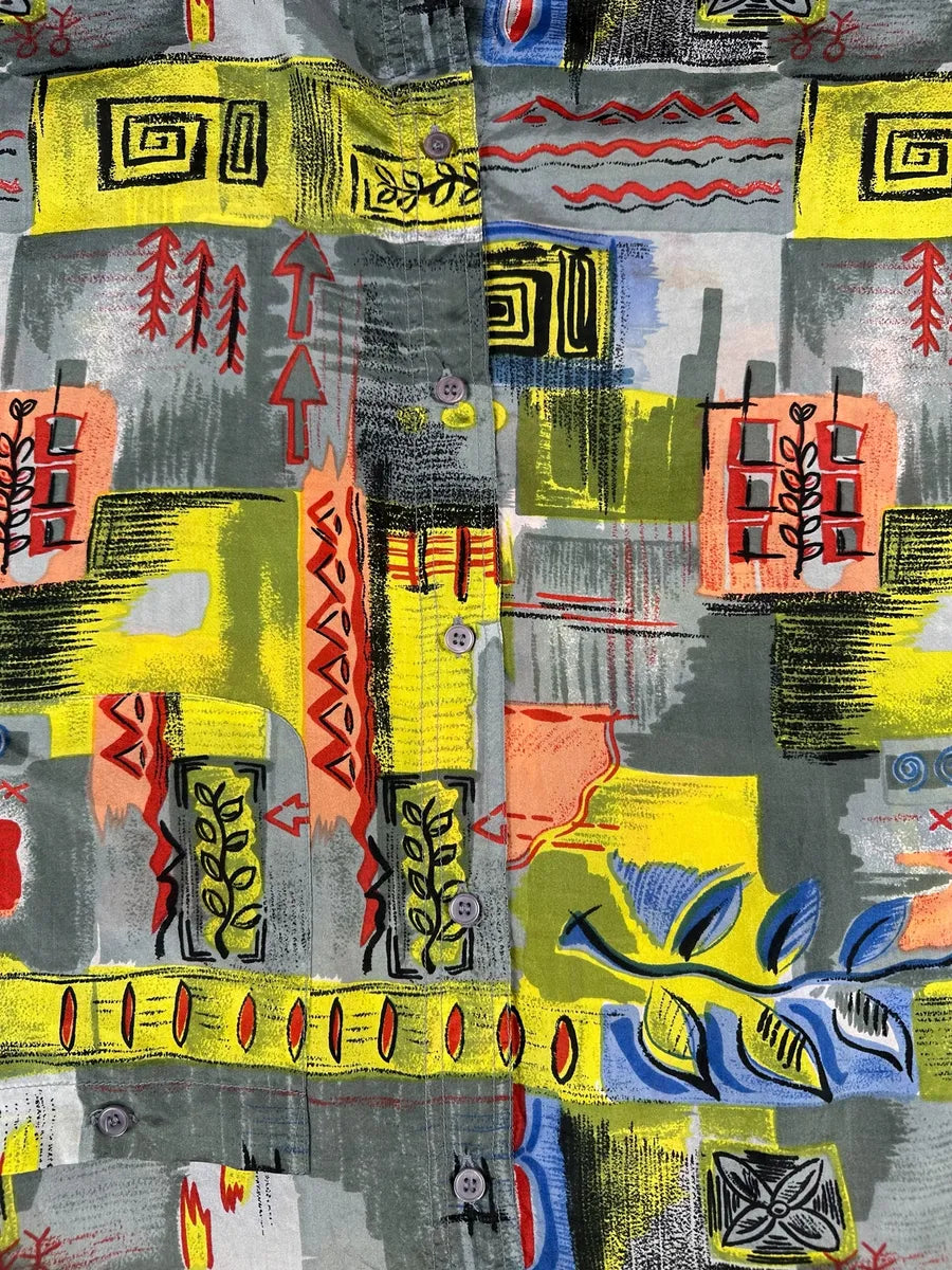 Camicia vintage da uomo a fantasia 100% seta